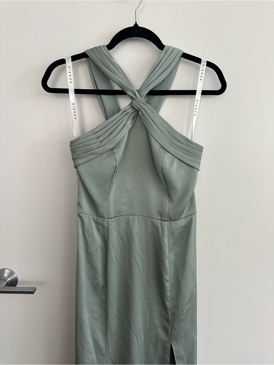 Azazie Sage Green Twisted Halter Maxi Dress Azazie Sage Green Twisted Halter Maxi Dress